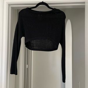 Black two piece dress with a long sleeve top to cover.